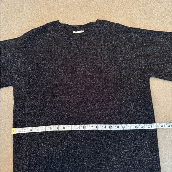 H&M Glitter Evening Black Crew Neck Bishop Sleeve Sweater Dress NWOT Size M - Picture 9 of 12